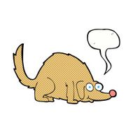 cartoon happy dog with speech bubble N89