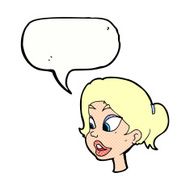 cartoon friendly woman with speech bubble N81