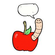 cartoon apple with worm speech bubble N57