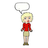 cartoon woman shrugging shoulders with speech bubble N574