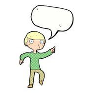 cartoon boy pointing with speech bubble N34