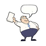 cartoon boss waving papers with speech bubble N12