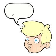 cartoon staring boy with speech bubble N36