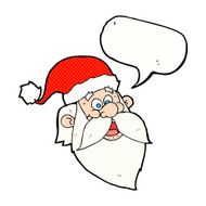 cartoon jolly santa claus face with speech bubble N12