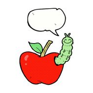 cartoon apple with bug speech bubble N33
