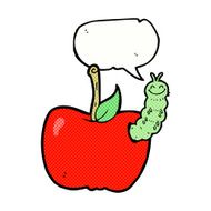 cartoon apple with bug speech bubble N34