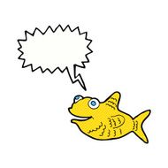 cartoon happy fish with speech bubble N26