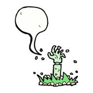 cartoon zombie arm with speech bubble N4