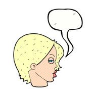 cartoon female face with narrowed eyes speech bubble N12