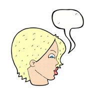 cartoon female face with speech bubble N179