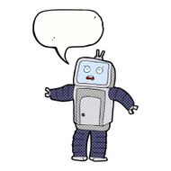 cartoon funny robot with speech bubble N89