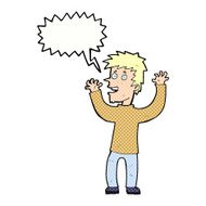 cartoon excited man with speech bubble N80