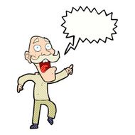 cartoon frightened old man with speech bubble N42