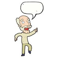 cartoon frightened old man with speech bubble N43