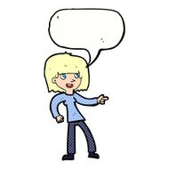 cartoon girl pointing with speech bubble N30