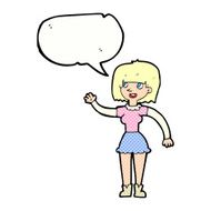 cartoon girl waving with speech bubble N35