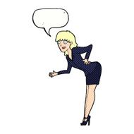 cartoon businesswoman explaining with speech bubble N11