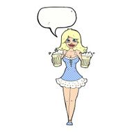 cartoon beer festival girl with speech bubble N12