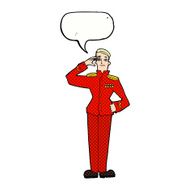 cartoon military man in dress uniform with speech bubble N12
