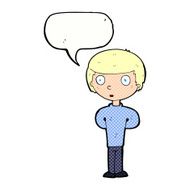 cartoon curious boy with speech bubble N43