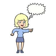 cartoon woman pointing with speech bubble N246