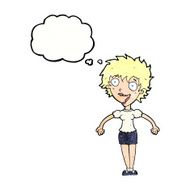 cartoon excited woman with thought bubble N137