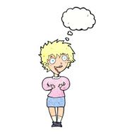 cartoon excited woman with thought bubble N138