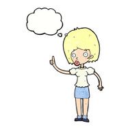cartoon woman with idea thought bubble N250