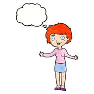 cartoon confused woman with thought bubble N87