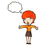 cartoon woman giving thumbs up symbol with thought bubble N72