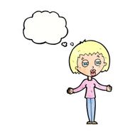 cartoon suspicious woman with thought bubble N22