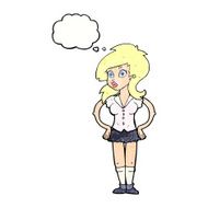 cartoon pretty woman with thought bubble N285