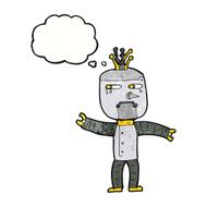 cartoon robot with thought bubble N190