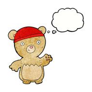 cartoon teddy bear wearing hat with thought bubble N3
