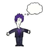 cartoon happy vampire with thought bubble N41