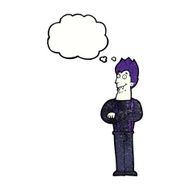 cartoon happy vampire with thought bubble N42