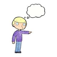 cartoon man pointing with thought bubble N203