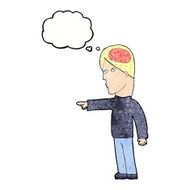 cartoon clever man pointing with thought bubble N11