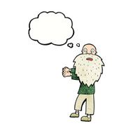 cartoon bearded old man with thought bubble N40