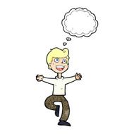 cartoon excited boy with thought bubble N152
