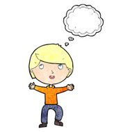 cartoon happy boy with thought bubble N247