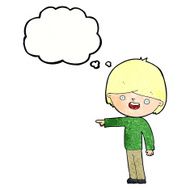 cartoon man pointing with thought bubble N204