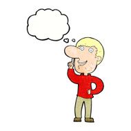 cartoon man with idea thought bubble N113