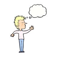 cartoon dismissive man with thought bubble N11
