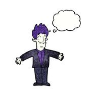 cartoon happy vampire with thought bubble N43