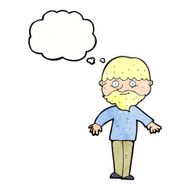cartoon happy man with thought bubble N475