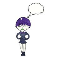 cartoon pretty vampire girl with thought bubble N33