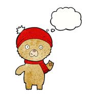 cartoon waving teddy bear with thought bubble N36