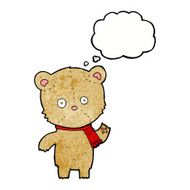 cartoon waving teddy bear with thought bubble N37