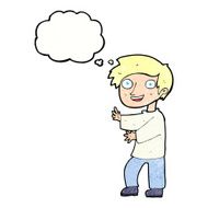 cartoon excited boy with thought bubble N153